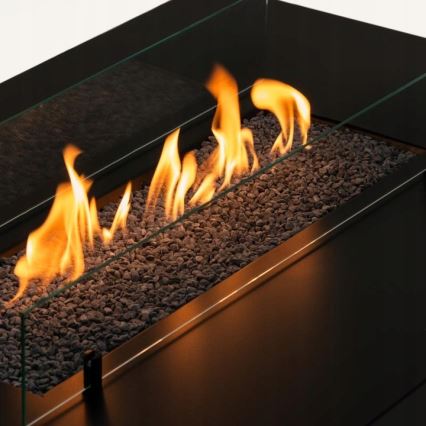 Planika - Spoljašnji gasni kamin 46x106 cm 10kW crni + zaštitni pokrivač