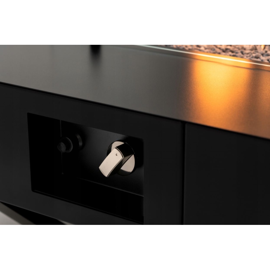 Planika - Spoljašnji gasni kamin 46x106 cm 10kW crni + zaštitni pokrivač