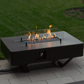 Planika - Spoljašnji gasni kamin 46x106 cm 10kW crni + zaštitni pokrivač