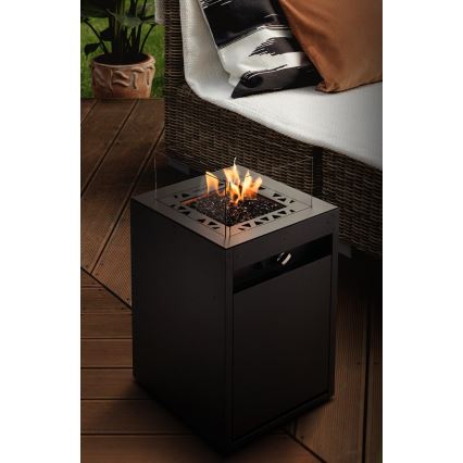 Planika - Spoljašnji gasni kamin 79,7x48 cm 10kW 1xAAA crna + zaštitni pokrivač