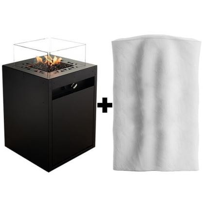 Planika - Spoljašnji gasni kamin 79,7x48 cm 10kW 1xAAA crna + zaštitni pokrivač