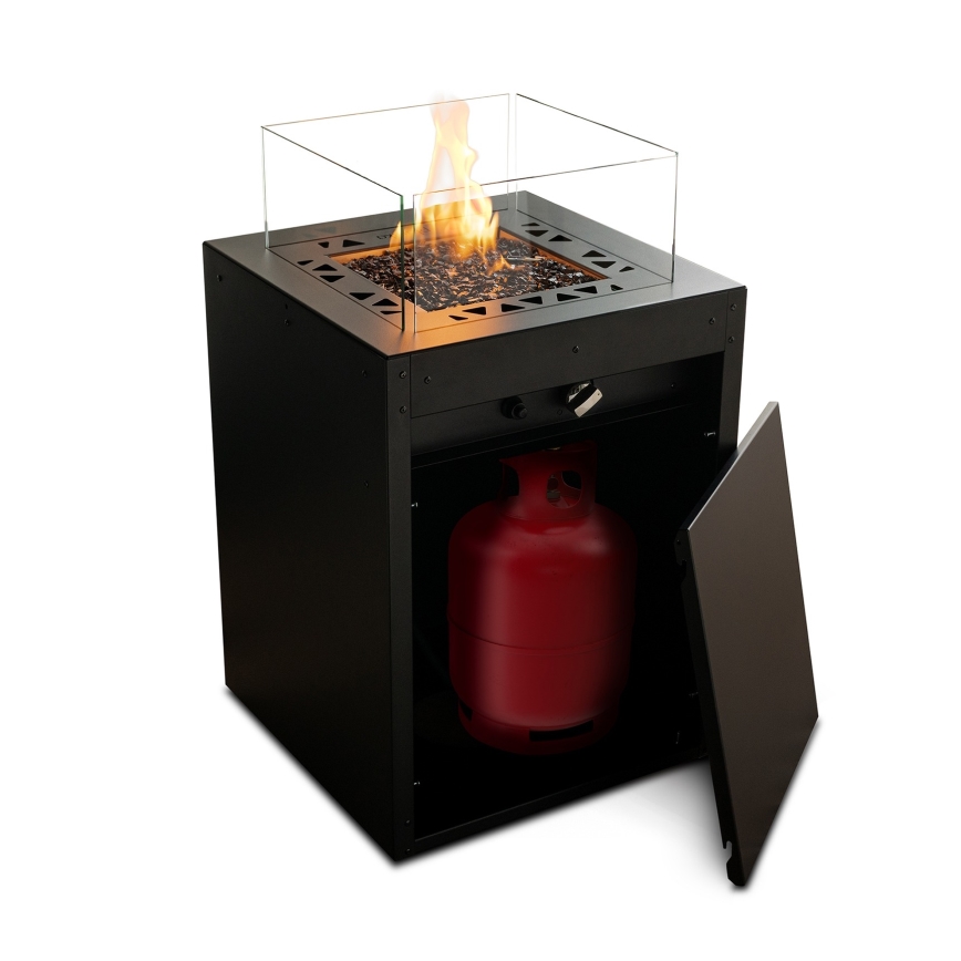 Planika - Spoljašnji gasni kamin 79,7x48 cm 10kW 1xAAA crna + zaštitni pokrivač