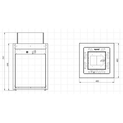 Planika - Spoljašnji gasni kamin 79,7x48 cm 10kW 1xAAA crna + zaštitni pokrivač