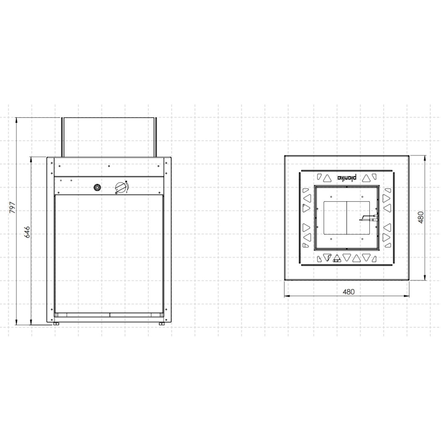 Planika - Spoljašnji gasni kamin 79,7x48 cm 10kW 1xAAA crna + zaštitni pokrivač