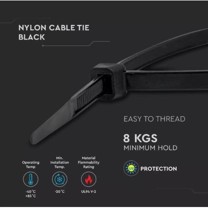 Plastične vezice 2,5x150mm, 100 kom, crne