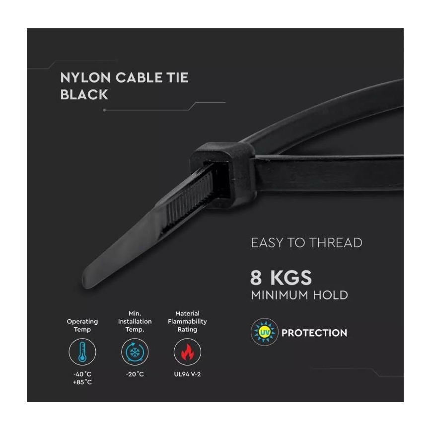 Plastične vezice 2,5x150mm, 100 kom, crne