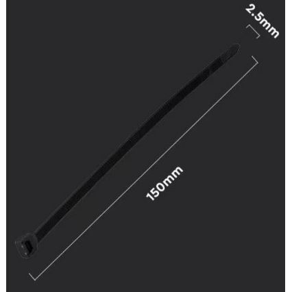 Plastične vezice 2,5x150mm, 100 kom, crne