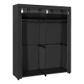 Platneni ormar za odlaganje sa policama i garderobnom šipkom MATIS 140x174 cm, crne boje