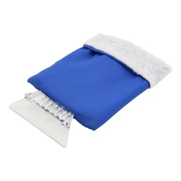 Plavi strugač leda za auto sa rukavicom