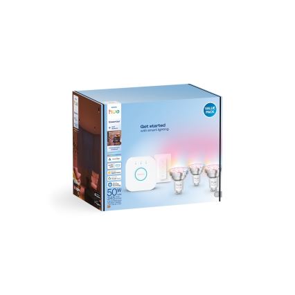 Osnovni komplet Philips Hue White And Color Ambiance Essential 3xGU10/4,7W/230V 2200-6500K + uređaj za povezivanje