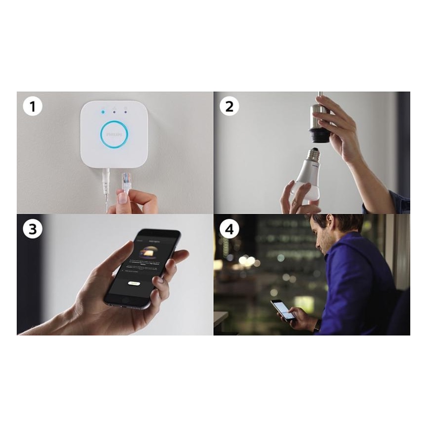 Početni komplet Philips Hue STARTER KIT WHITE 3xE27/9W 2700K + Hue Bridge i prigušiva