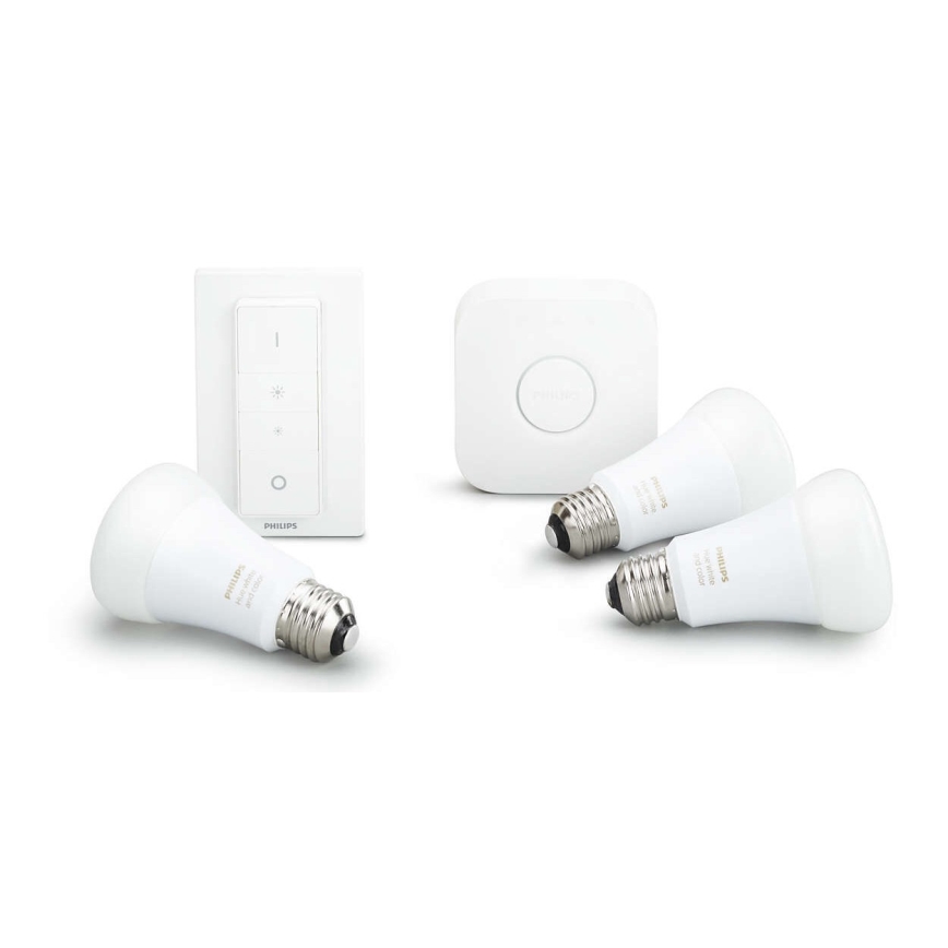 Početni komplet Philips Hue STARTER KIT WHITE 3xE27/9W 2700K + Hue Bridge i prigušiva