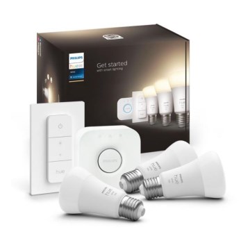 Početni paket Philips Hue WHITE 3xE27/9,5W 2700K + Hue bridge i prigušiva
