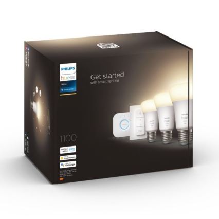 Početni paket Philips Hue WHITE 3xE27/9,5W 2700K + Hue bridge i prigušiva