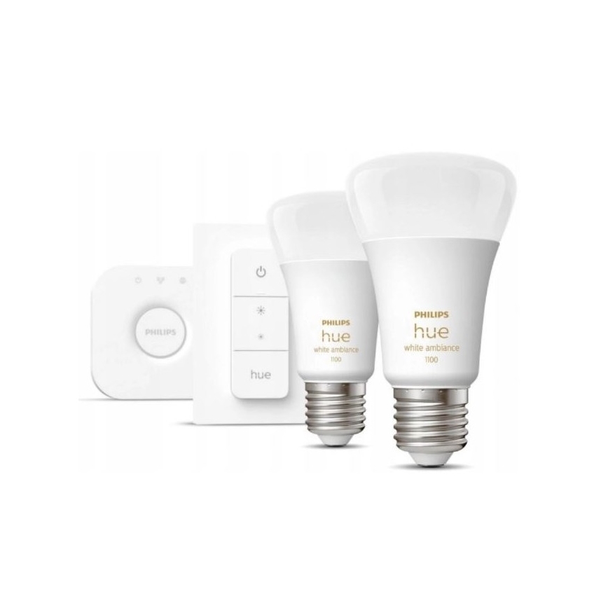 Početni paket Philips Hue WHITE AMBIANCE 2xE27/8W/230V + uređaj za povezivanje