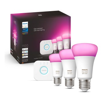 Početni paket Philips Hue WHITE AND COLOR AMBIANCE 3xE27/9W/230V 2000-6500K + Hue bridge