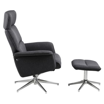 Podesiva fotelja sa tabureom DELIA tamnosiva