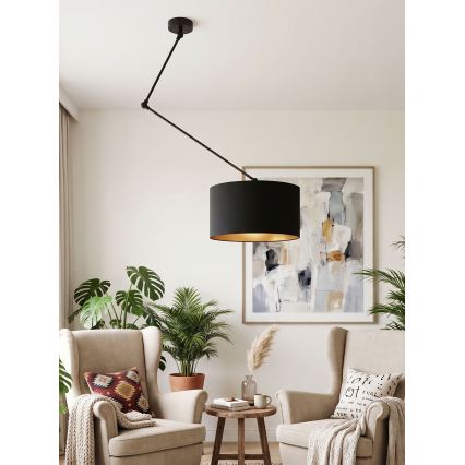 Podesivi LED luster na štapu GORTA 1xE27/60W/230V crna/zlatna