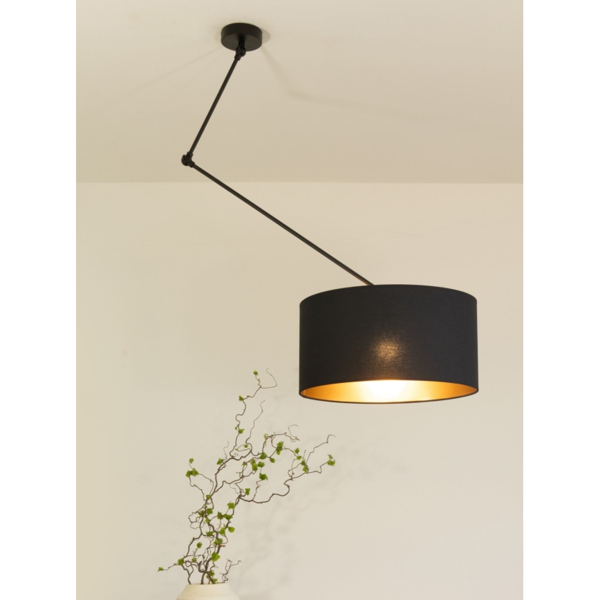 Podesivi LED luster na štapu GORTA 1xE27/60W/230V crna/zlatna
