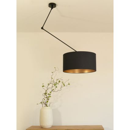 Podesivi LED luster na štapu GORTA 1xE27/60W/230V crna/zlatna