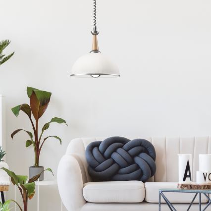 Spuštajući luster CHIARA 1xE27/60W/230V srebrna/bež/buk