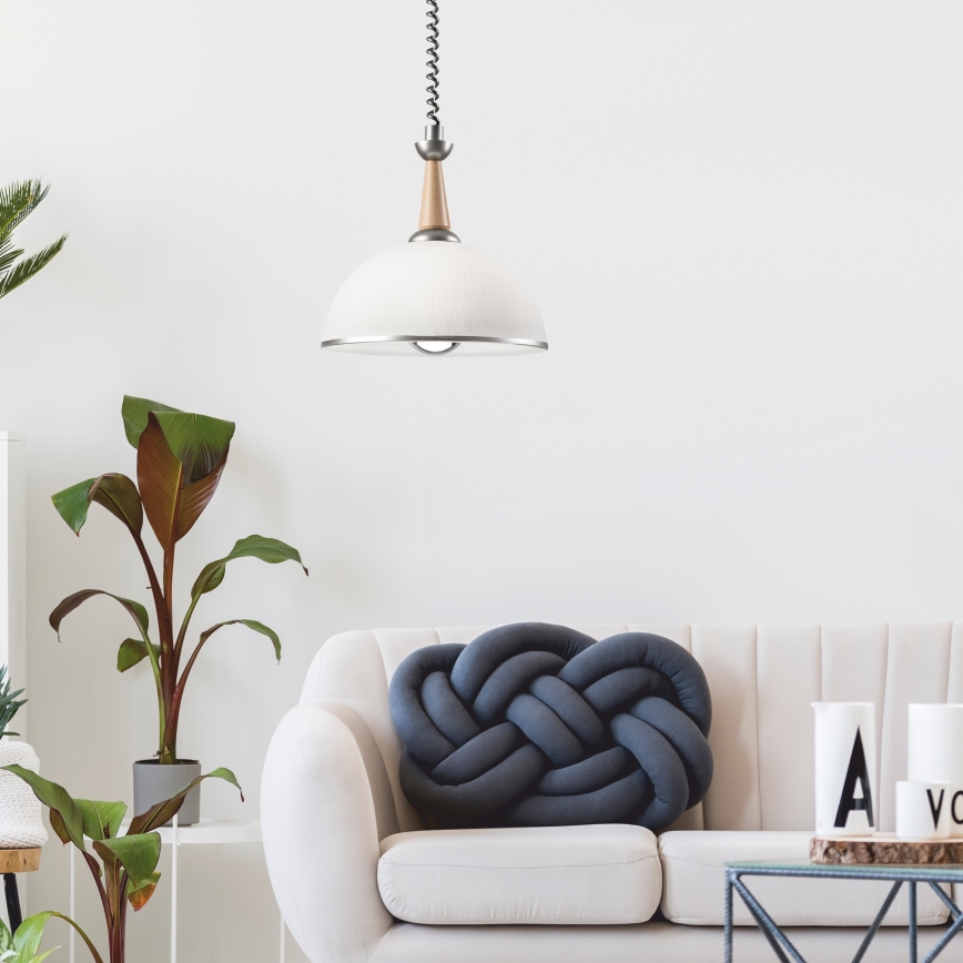 Spuštajući luster CHIARA 1xE27/60W/230V srebrna/bež/buk