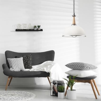 Spuštajući luster CHIARA 1xE27/60W/230V srebrna/bež/buk