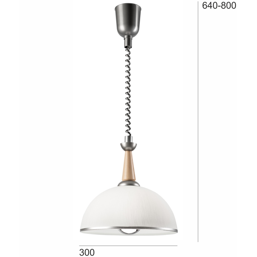Spuštajući luster CHIARA 1xE27/60W/230V srebrna/bež/buk