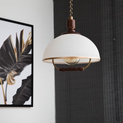 Podesivi luster RAMONA 1xE27/60W/230V bež/tamno braon/borovina