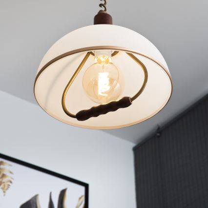 Podesivi luster RAMONA 1xE27/60W/230V bež/tamno braon/borovina