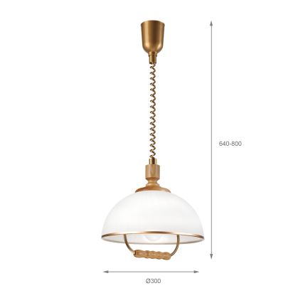 Podesivi luster RAMONA 1xE27/60W/230V braon/bela/hrast