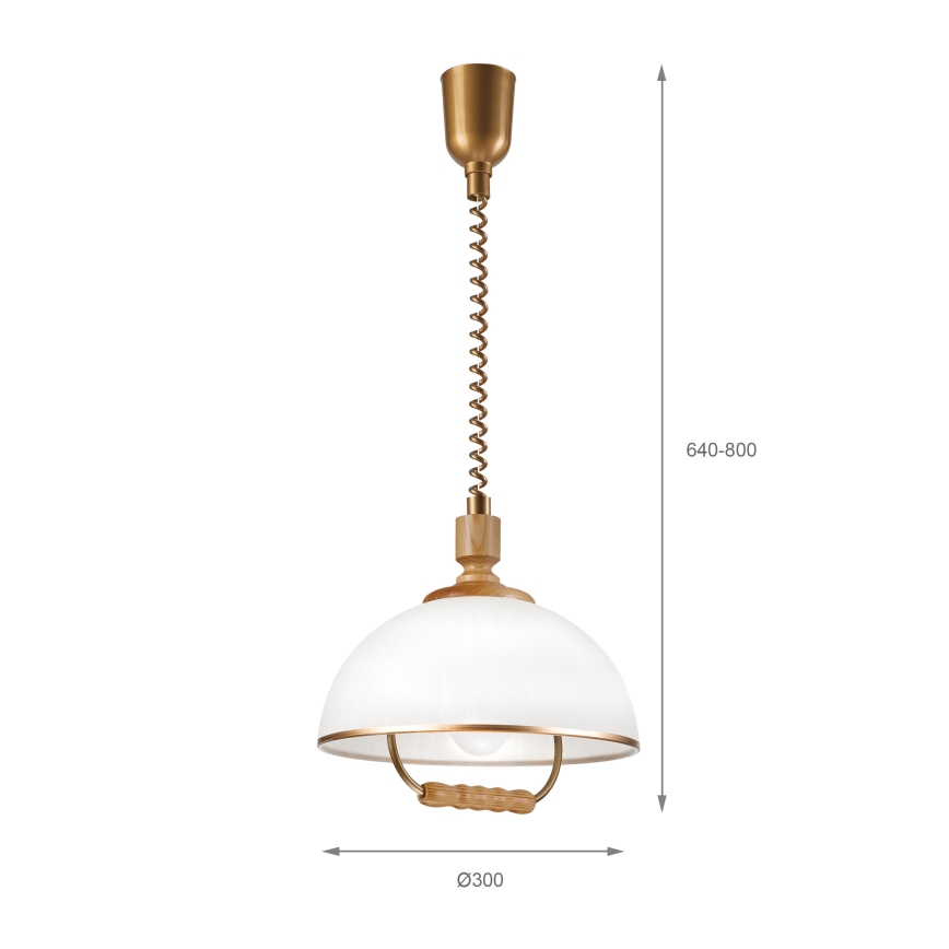 Podesivi luster RAMONA 1xE27/60W/230V braon/bela/hrast