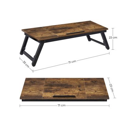 Podesivi stočić za računar za krevet LAT braon/crna