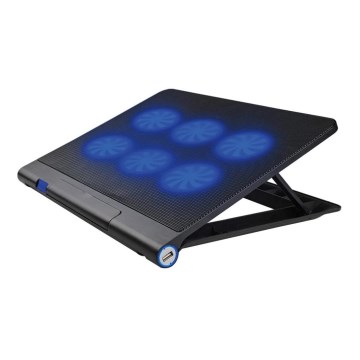 Podloga za hlađenje za laptop, 6 ventilatora, 2x USB, crna