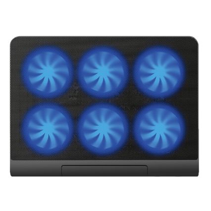 Podloga za hlađenje za laptop, 6 ventilatora, 2x USB, crna