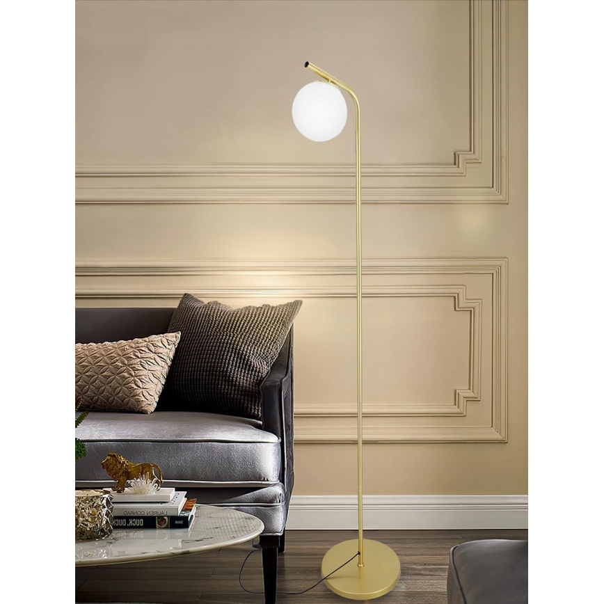 Podna lampa 1xE27/40W/230V zlatna/bela