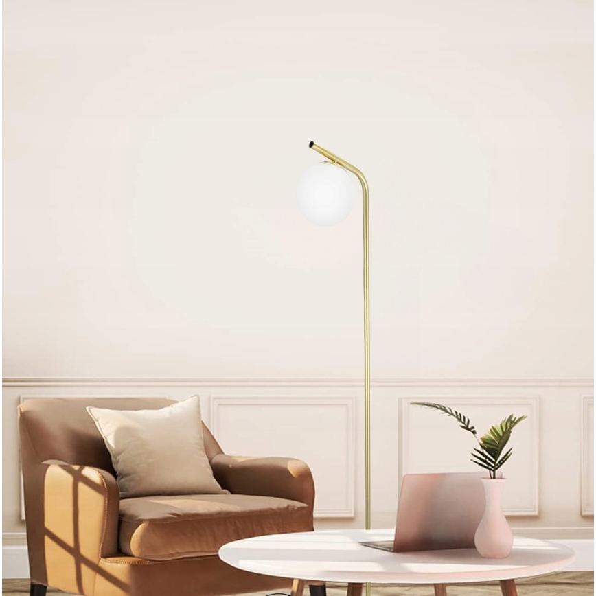 Podna lampa 1xE27/40W/230V zlatna/bela