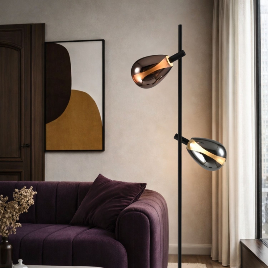 Podna lampa DENSO 2xG9/5W/230V crni hrom/bakarna