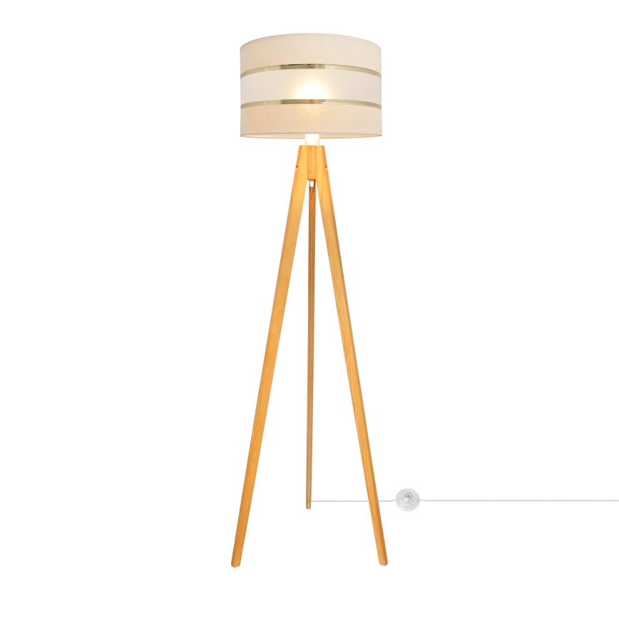 Podna lampa HELEN 1xE27/15W/230V krem/zlatna/hrast