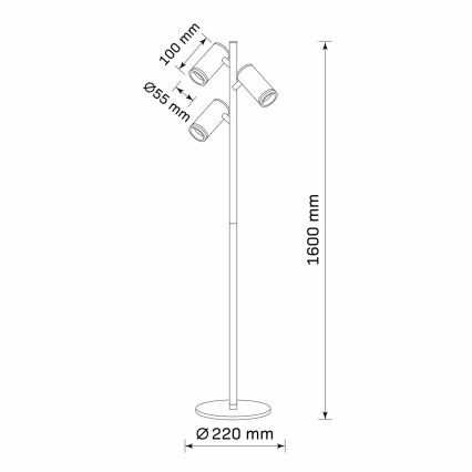 Podna lampa PARIS 3xGU10/12W/230V crna