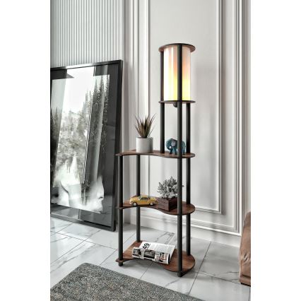 Podna lampa sa policama 1xE27/40W/230V 140 cm crna/smeđa