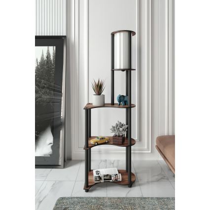 Podna lampa sa policama 1xE27/40W/230V 140 cm crna/smeđa