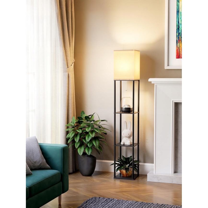 Podna lampa sa policama 1xE27/40W/230V crna/bela