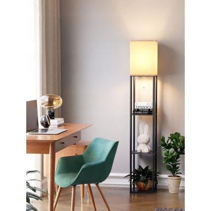 Podna lampa sa policama 1xE27/40W/230V crna/bela