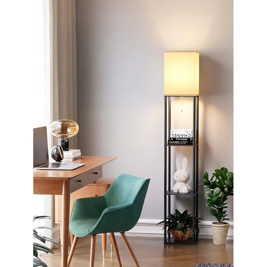 Podna lampa sa policama 1xE27/40W/230V crna/bela