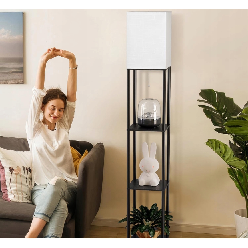 Podna lampa sa policama 1xE27/40W/230V crna/bela