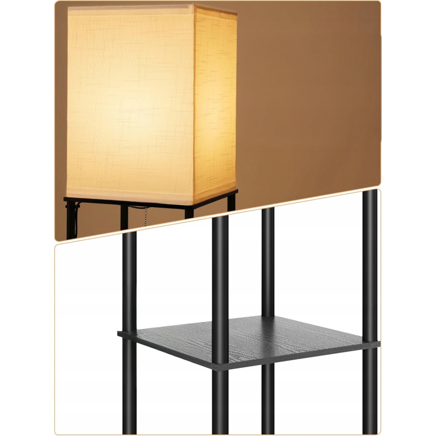 Podna lampa sa policama 1xE27/40W/230V crna/bela
