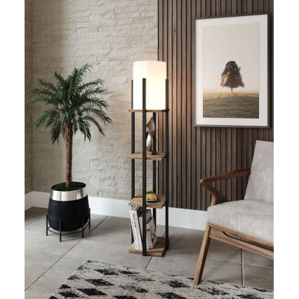 Podna lampa sa policama NORA 1xE27/40W/230V crna/smeđa