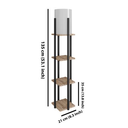 Podna lampa sa policama NORA 1xE27/40W/230V crna/smeđa