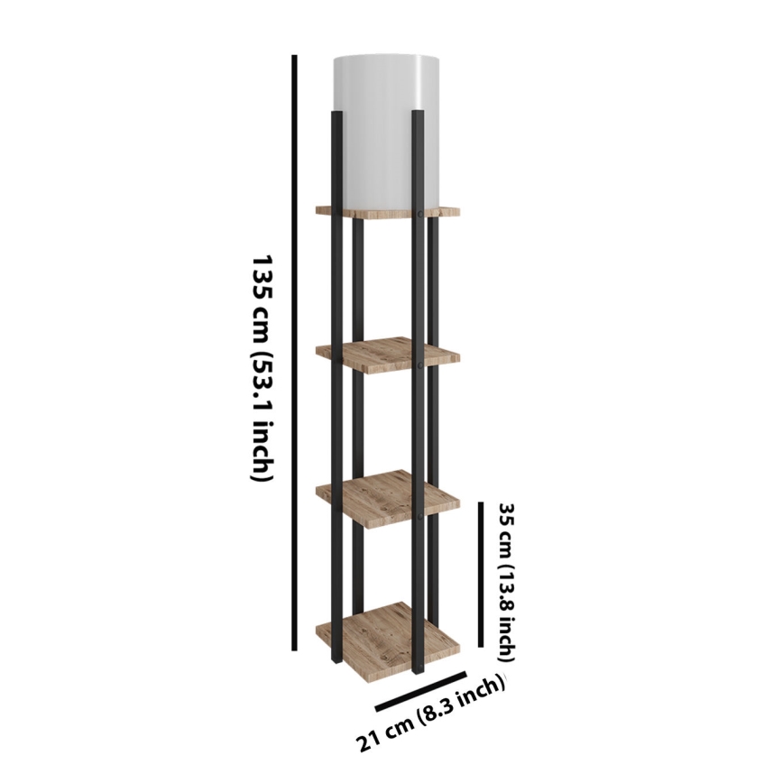 Podna lampa sa policama NORA 1xE27/40W/230V crna/smeđa